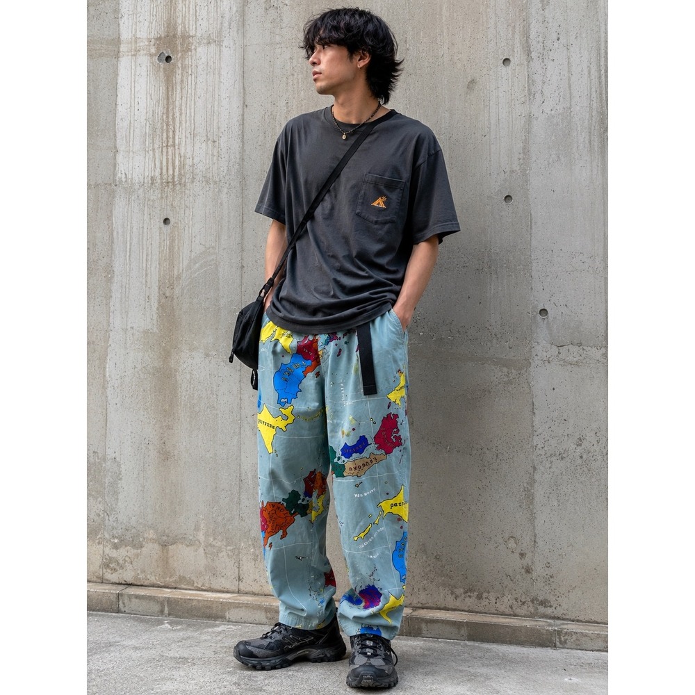 Go Slow Caravan Japan‎ Map Print Climbing Pants Blue Gorpcore Mens Size 5
